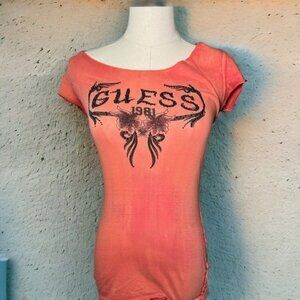 Guess Y2K island girl rhinestone goth tee Xs